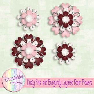 Free dusty pink and burgundy layered foam flowers