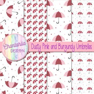 Free dusty pink and burgundy umbrellas digital papers