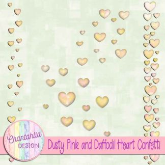 Free dusty pink and daffodil heart confetti