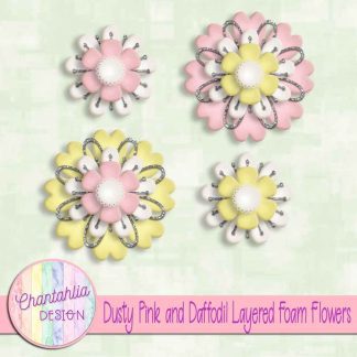 Free dusty pink and daffodil layered foam flowers