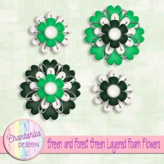 Free green and forest green layered foam flowers