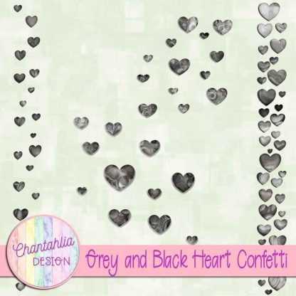 Free grey and black heart confetti