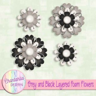 Free grey and black layered foam flowers