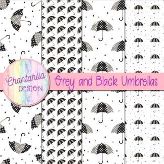 Free grey and black umbrellas digital papers