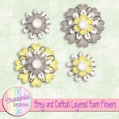 Free grey and daffodil layered foam flowers