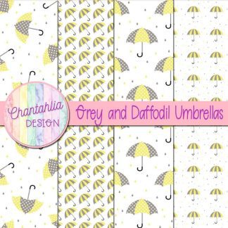 Free grey and daffodil umbrellas digital papers