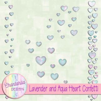 Free lavender and aqua heart confetti