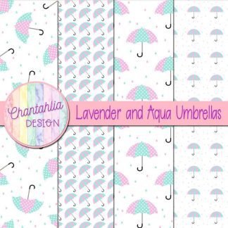 Free lavender and aqua umbrellas digital papers