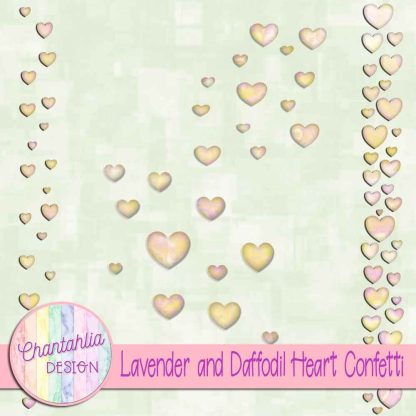 Free lavender and daffodil heart confetti