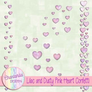 Free lilac and dusty pink heart confetti