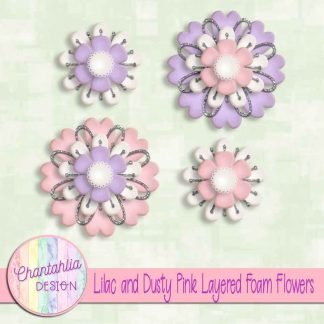 Free lilac and dusty pink layered foam flowers