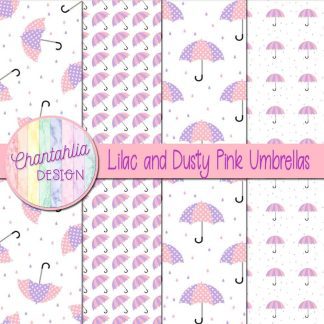 Free lilac and dusty pink umbrellas digital papers