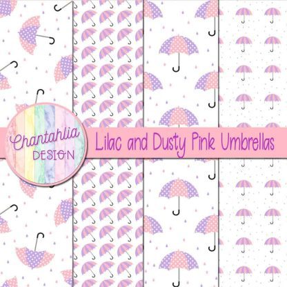Free lilac and dusty pink umbrellas digital papers