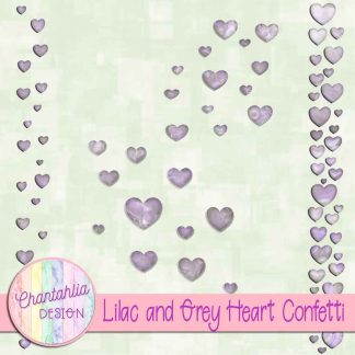 Free lilac and grey heart confetti