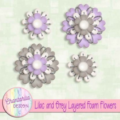 Free lilac and grey layered foam flowers