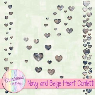 Free navy and beige heart confetti