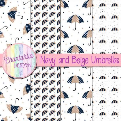 Free navy and beige umbrellas digital papers