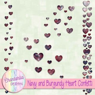 Free navy and burgundy heart confetti