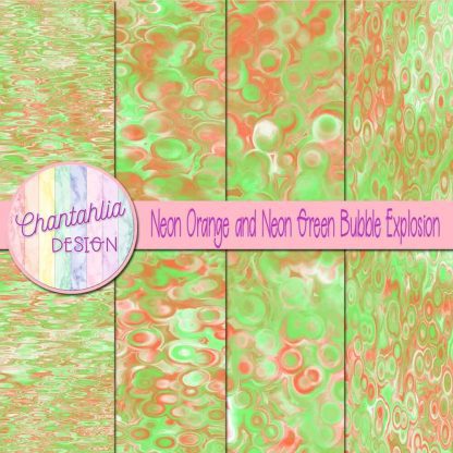 Free neon orange and neon green bubble explosion backgrounds
