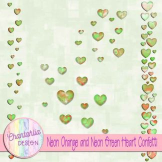 Free neon orange and neon green heart confetti