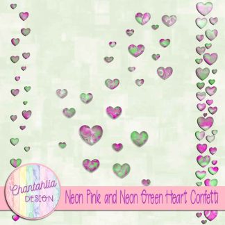 Free neon pink and neon green heart confetti