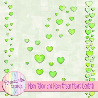 Free neon yellow and neon green heart confetti