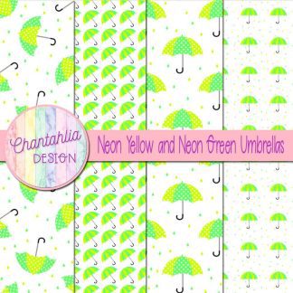 Free neon yellow and neon green umbrellas digital papers