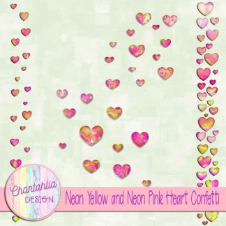 Free neon yellow and neon pink heart confetti