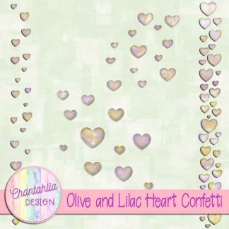 Free olive and lilac heart confetti