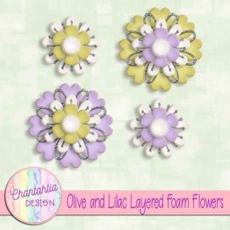 Free olive and lilac layered foam flowers