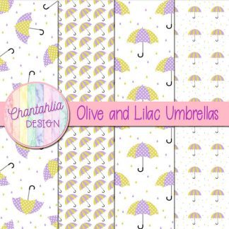 Free olive and lilac umbrellas digital papers