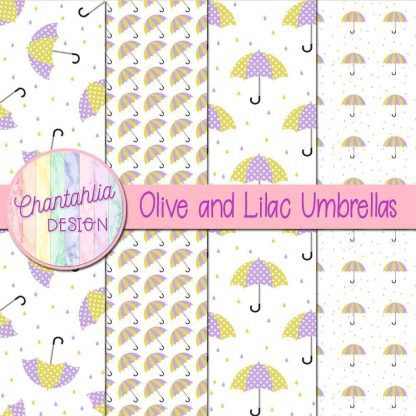 Free olive and lilac umbrellas digital papers