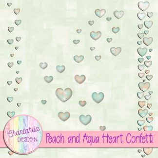 Free peach and aqua heart confetti