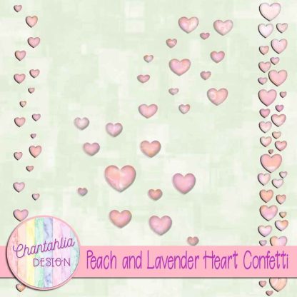 Free peach and lavender heart confetti