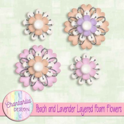 Free peach and lavender layered foam flowers