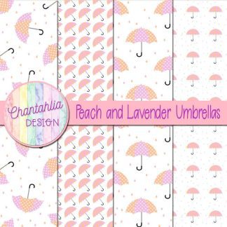 Free peach and lavender umbrellas digital papers