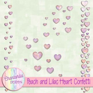 Free peach and lilac heart confetti