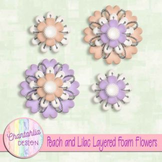 Free peach and lilac layered foam flowers