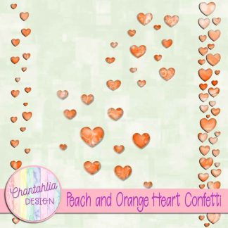 Free peach and orange heart confetti