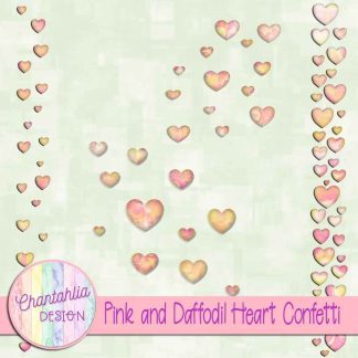 Free pink and daffodil heart confetti