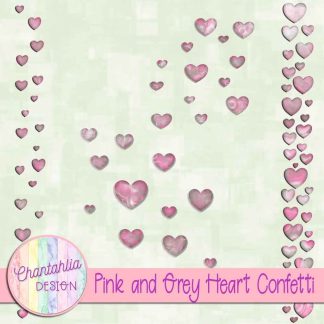 Free pink and grey heart confetti