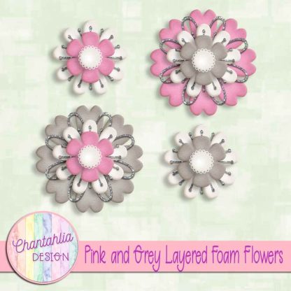 Free pink and grey layered foam flowers