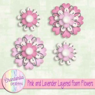 Free pink and lavender layered foam flowers