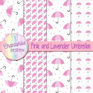 Free pink and lavender umbrellas digital papers