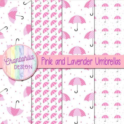 Free pink and lavender umbrellas digital papers