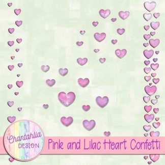 Free pink and lilac heart confetti