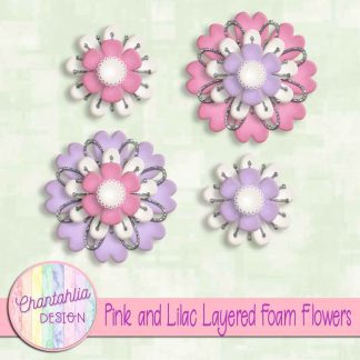 Free pink and lilac layered foam flowers