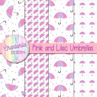 Free pink and lilac umbrellas digital papers