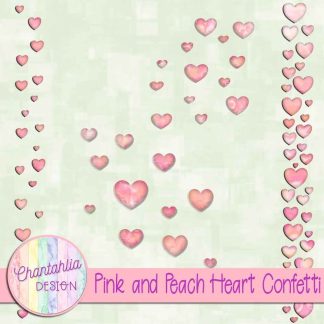Free pink and peach heart confetti
