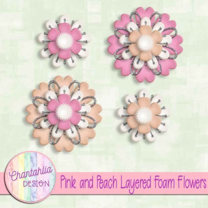 Free pink and peach layered foam flowers